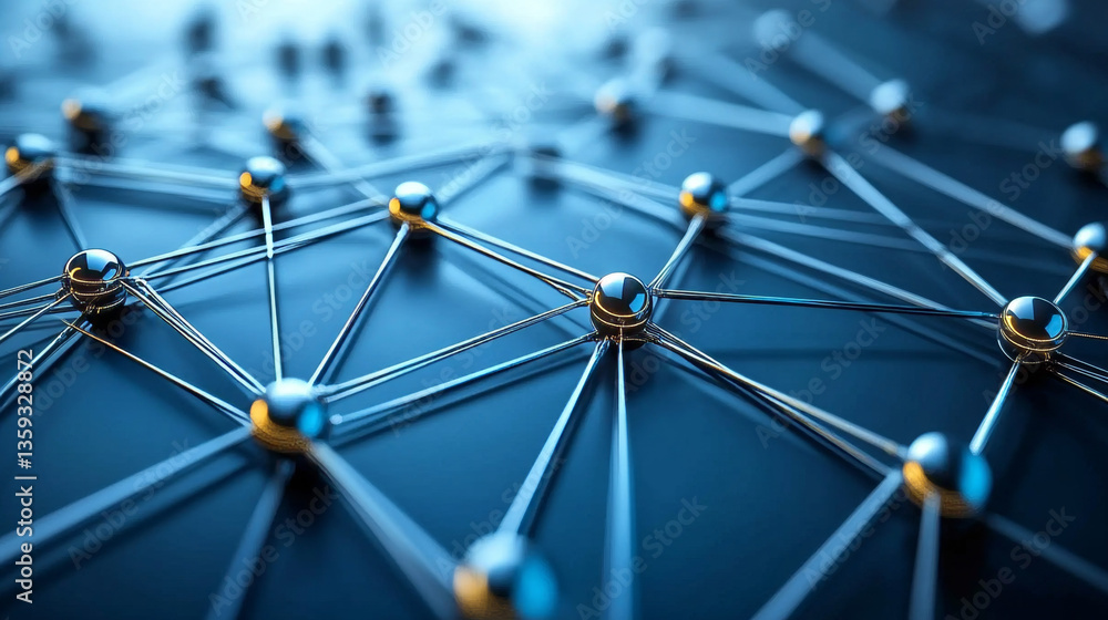 Poster digital neural network. blockchain technology. 3d illustration of the information concept of future 