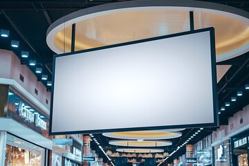 A Large Blank Digital Signage Display in a Modern Shopping Mall