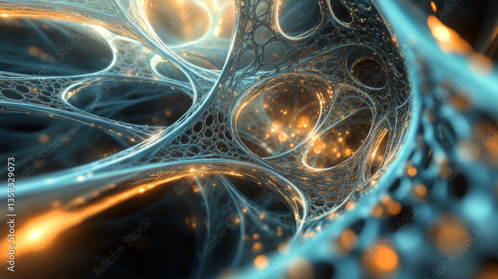 Poster fantastic 3d illustration. interlacing and whirling of abstract forms. network and web in structure 