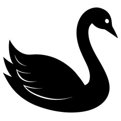Fototapeta premium swan bird black silhouette vector, Simple silhouette Design vector icon with white background. Wild bird