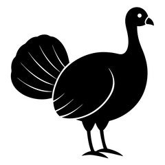  turkey bird black silhouette vector, Simple silhouette Design vector icon with white background. Pet bird