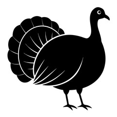  turkey bird black silhouette vector, Simple silhouette Design vector icon with white background. Pet bird