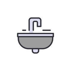 Sink colored icons, minimalist vector illustration ,simple transparent graphic element .Isolated on white background