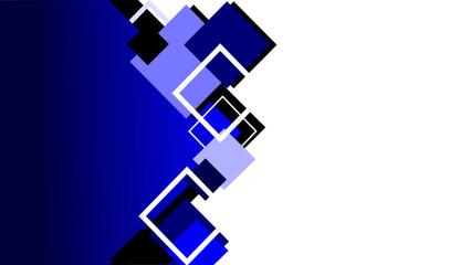 Blue and black diamond shapes and outlines over white background