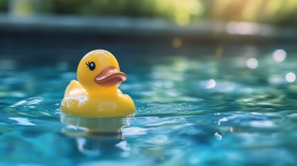 Yellow Rubber Duck in a Pool