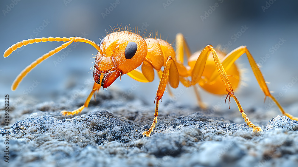Poster ant's close-up: a captivating macro shot of an ant, showcasing its intricate details with sharp focu