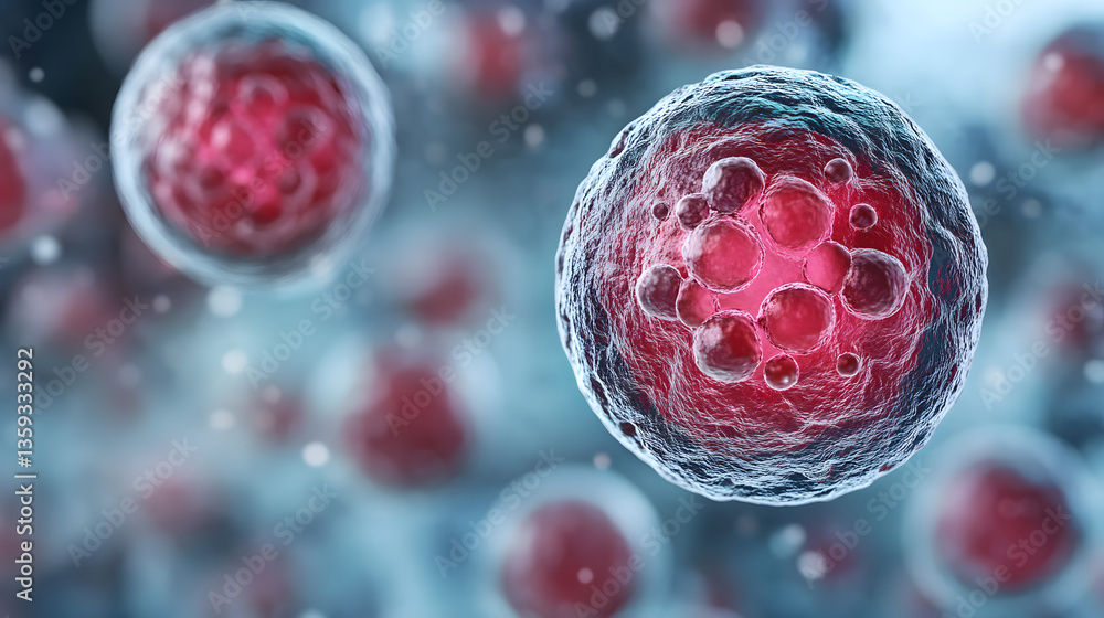 Poster microscopic marvel: revealing the intricate world of cells, where a close-up view showcases the nucl