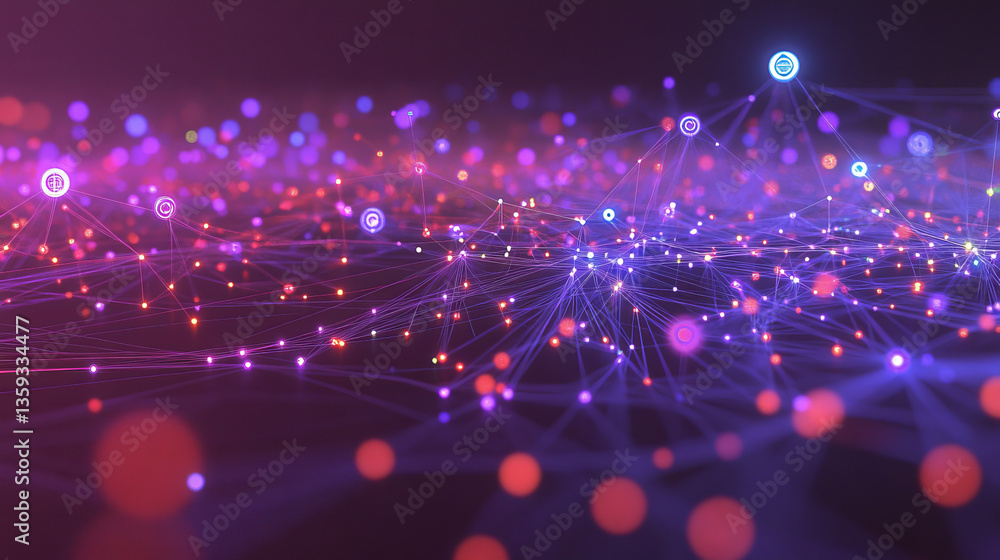 Poster global information network. the concept of big data. abstract 3d illustration of polygonal elements.