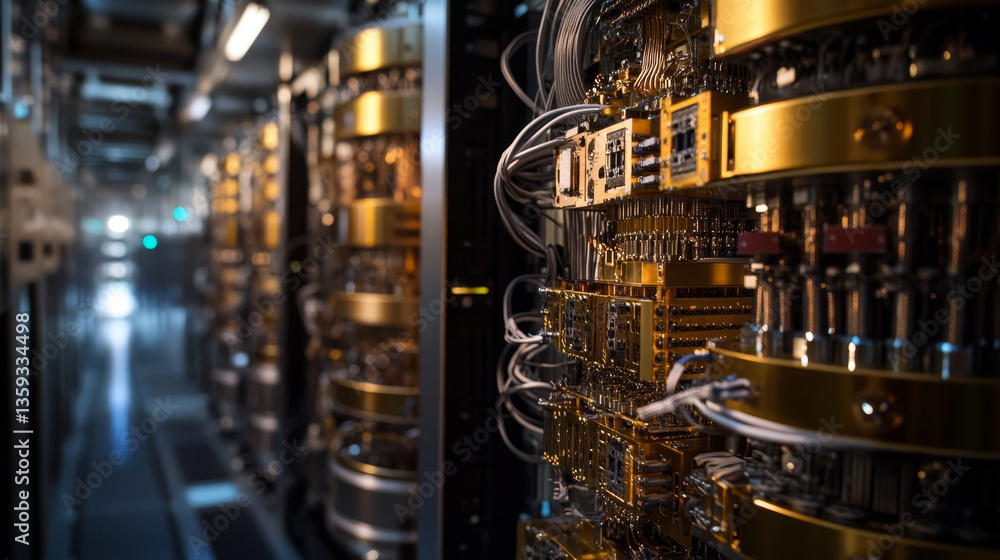 Poster information blocks in the data stream. big data concept. quantum computer. nanotechnology of the fut