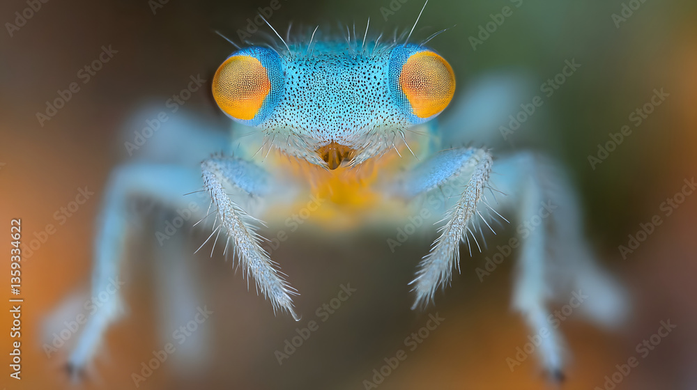 Poster macro portrait of a planthopper: this macro captures the mesmerizing detail of a blue planthopper, s