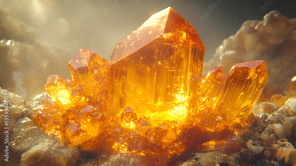 Poster sparkling crystals: capturing the allure of geological formations, an array of radiant crystals. eac