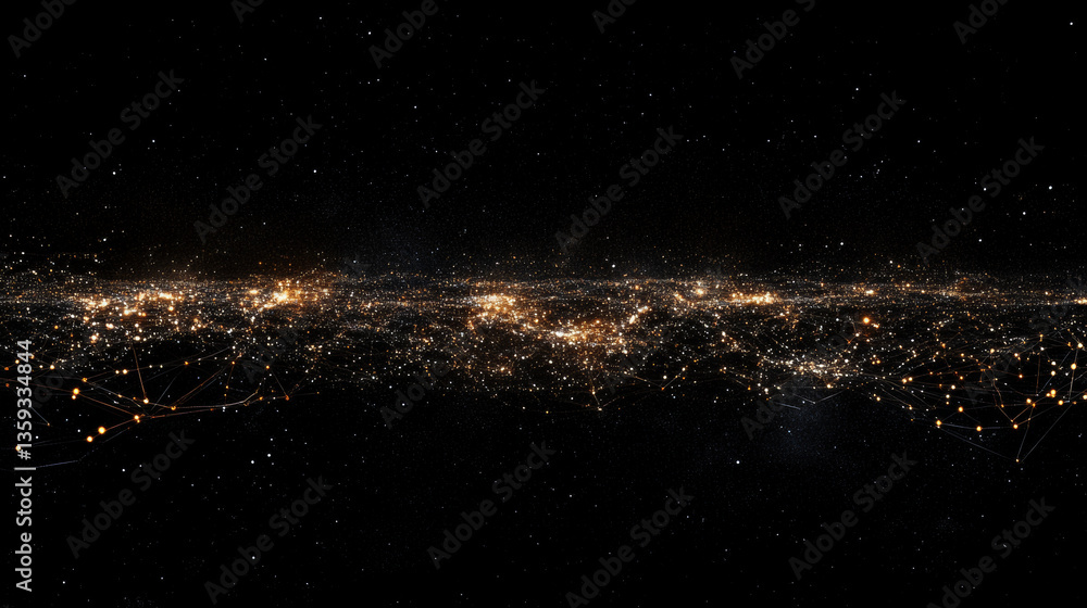 Poster global information network. the concept of big data. abstract 3d illustration of polygonal elements.