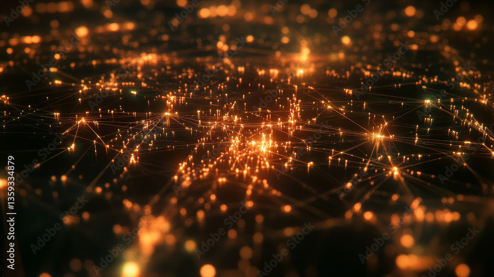 Poster global information network. the concept of big data. abstract 3d illustration of polygonal elements.