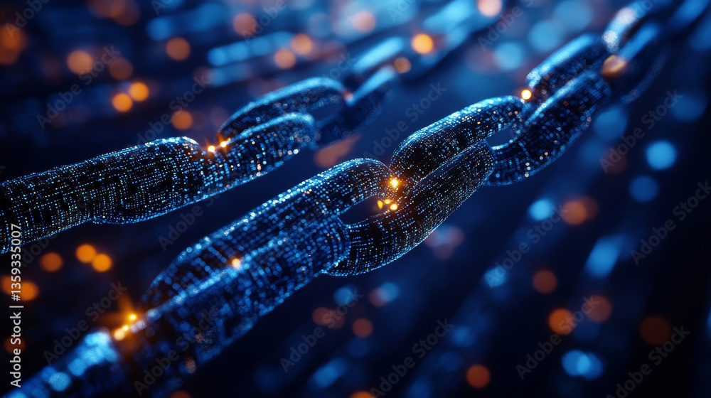 Poster cyberspace of high-tech cubes. blockchain technology and big data logistics. 3d illustration of an a