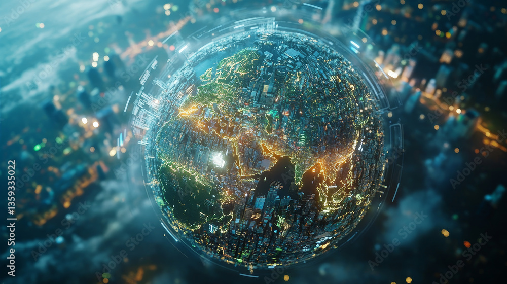 Poster dig data. information flows in cyberspace. global digital network of the future. technological backg