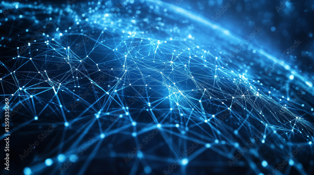 Poster cyberspace of high-tech cubes. blockchain technology and big data logistics. 3d illustration of an a