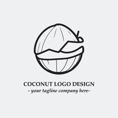 coconut illustration for logo company black and white vector image
