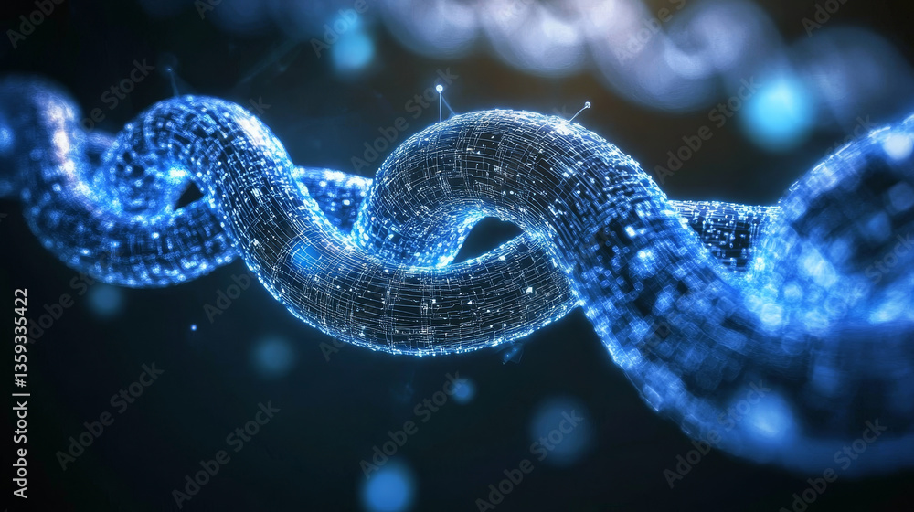 Poster blockchain, high-tech background and information clusters. bigdata concept of digital cyberspace. qu