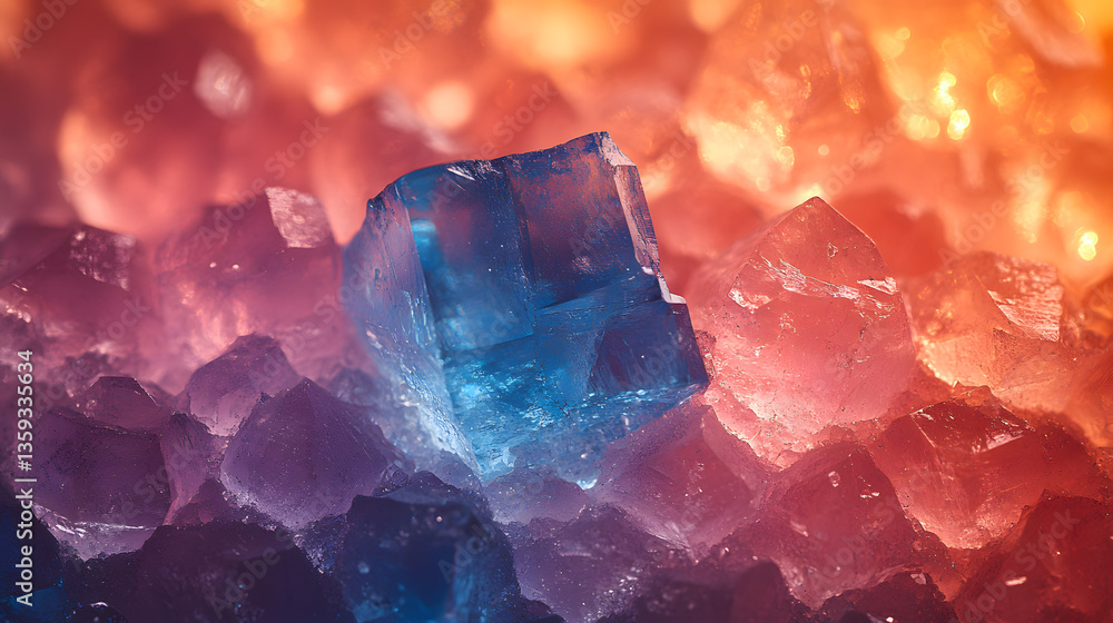 Poster crystalline wonders: a mesmerizing macro shot showcases a captivating close-up of a vibrant collecti