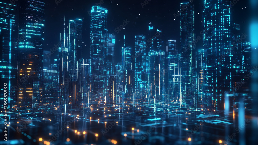 Poster cyber field. blockchain, high-tech background and information clusters. bigdata concept of digital c