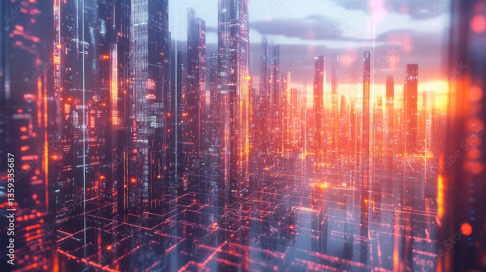 Poster cyber field. blockchain, high-tech background and information clusters. bigdata concept of digital c