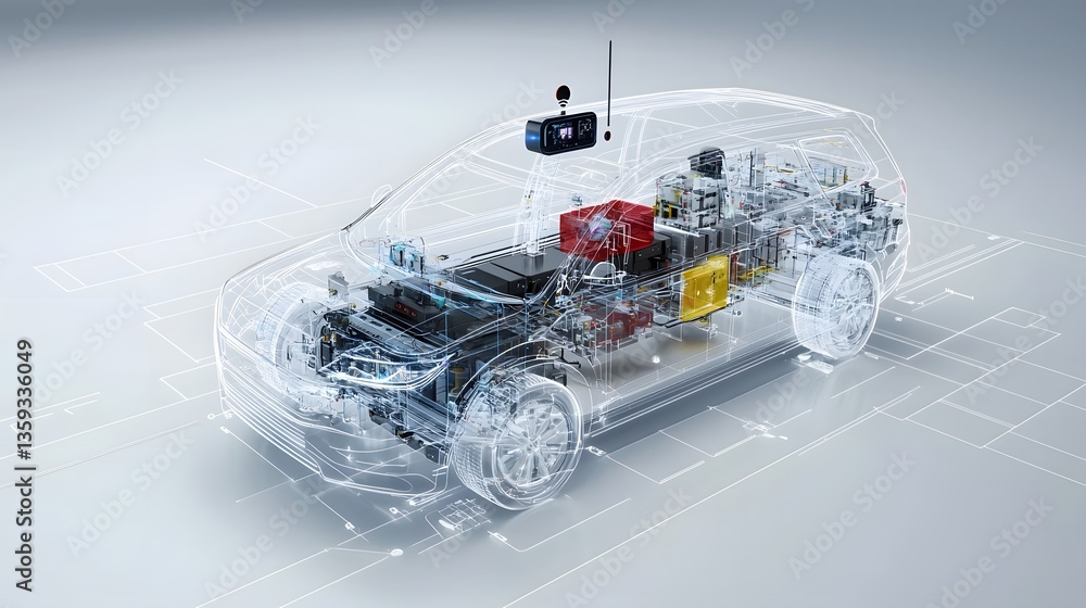 Leinwandbilder detailed cross section view of an autonomous vehicle s internal structure highlighting the of advanc