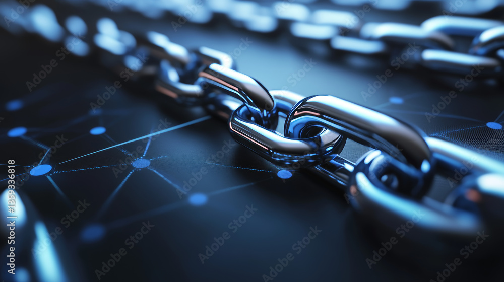Poster big data blockchain. global network. concept cyberspace of the future. 3d illustration of the theme 
