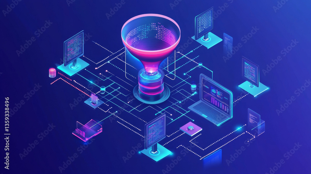 Poster information field, data flow. blockchain storage, server, high speed internet. big data transfer. da