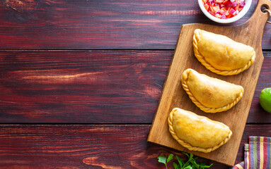 Baked empanadas. Latin American cuisine. Recipe. Fast food.