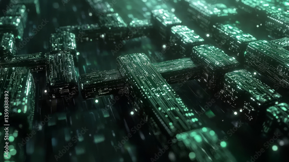 Poster dig data concept. information flows in cyberspace. blockchain technology. global digital network of 
