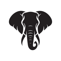 Elephant head silhouette logo icon isolated on white background, animal clip art