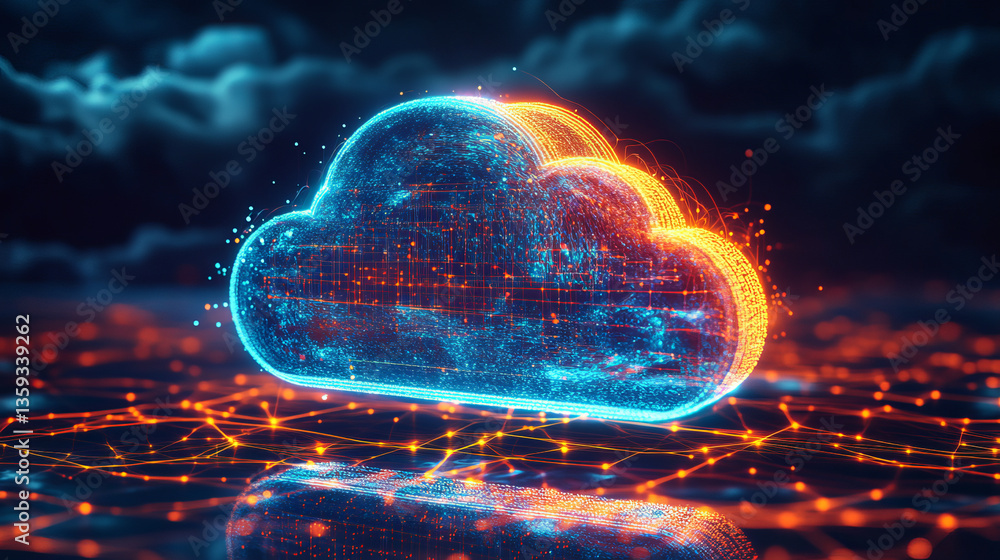 Poster cloud technologies. high tech poster. network space. internet communications and nanotechnology. pol