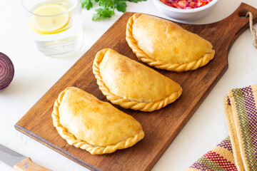 Baked empanadas. Latin American cuisine. Recipe. Fast food.