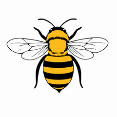 Stylized Bee Illustration on White Background - Perfect for Eco-Friendly Designs.