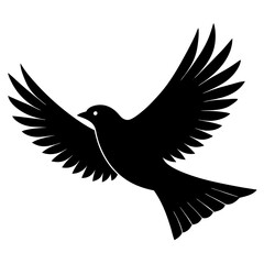 bird black silhouette vector, Simple silhouette Design vector icon with white background. Wild bird