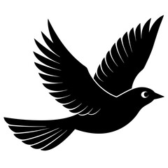 bird black silhouette vector, Simple silhouette Design vector icon with white background. Wild bird