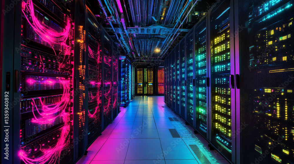 Poster global information flows, big data analytics. stream of digital beams flowing around the central pro
