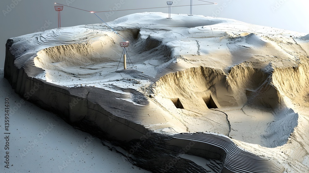 Poster this image showcases a 3d lidar visualization of the rugged mountainous terrain affected by earthqua