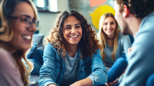 A group of diverse people sitting in a circle, sharing their thoughts and supporting one another in a mental health support group setting.