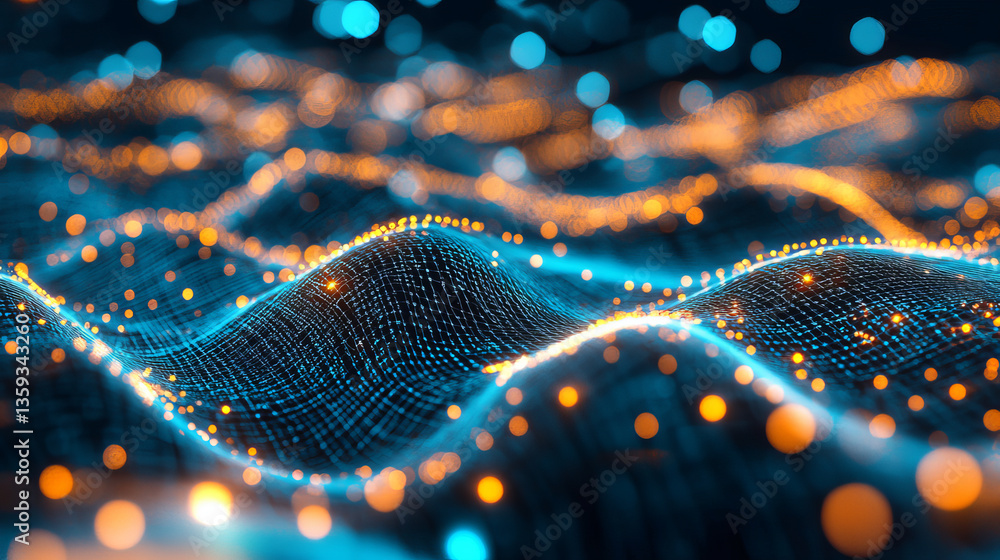 Poster stream, flow digital data. big data analytics and business strategy for innovative solutions. 3d ill