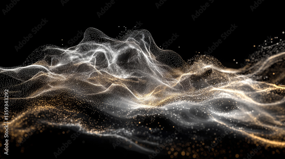 Poster abstract cyberspace with digital lines, neuron particles background. big data, artificial intelligen