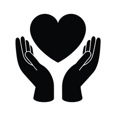 Fototapeta premium hands holding heart vector silhouette