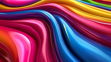 Colorful abstract fluid waves, vibrant art background, creativity inspiration, digital art design beauty