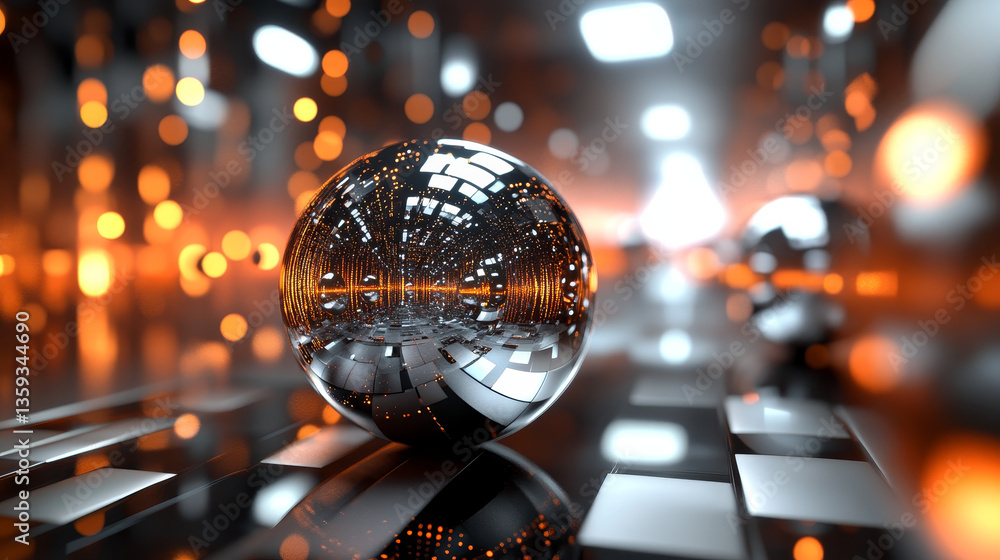 Poster abstract futuristic background on a theme of digital technologies. polygonal spheres on the backgrou
