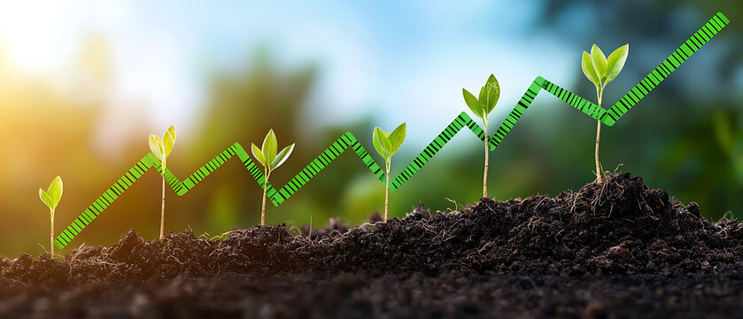 Growing sustainability young plants symbolizing economic growth in nature vibrant environment inspirational viewpoint