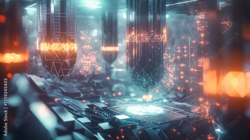 Poster global network. blockchain 3d illustration. neural networks and artificial intelligence. concept of 