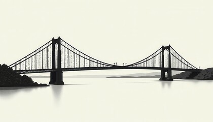 Abstract dotwork bridge illustration in black and white  