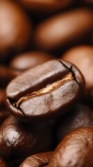 Macro Closeup of Roasted Coffee Beans Rich Brown