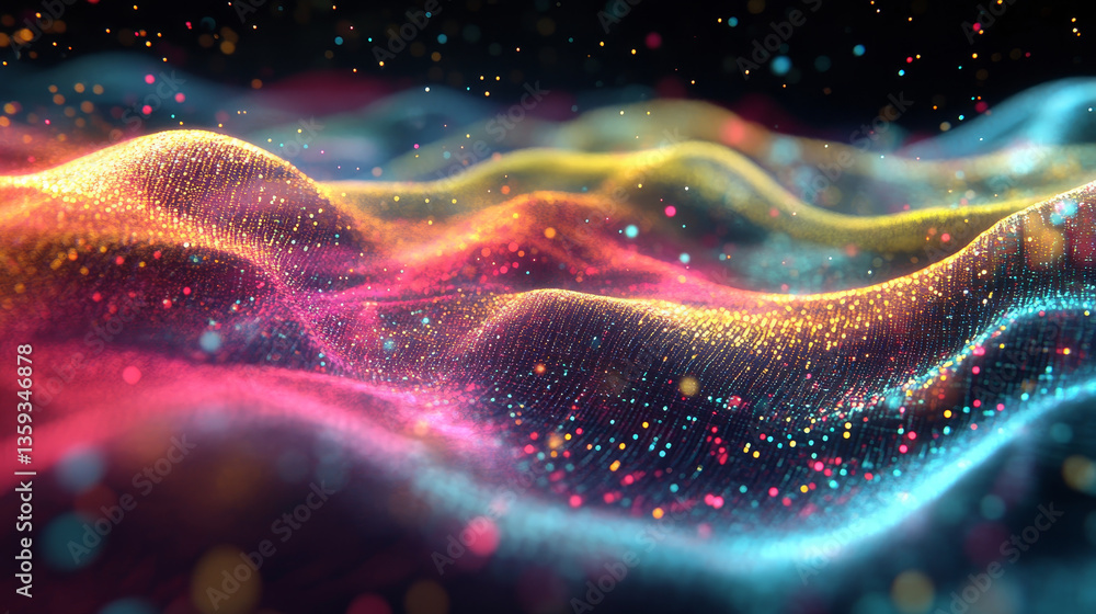 Poster binary code, digital data field, information flow. 3d illustration of ones and zeros, tech backgroun