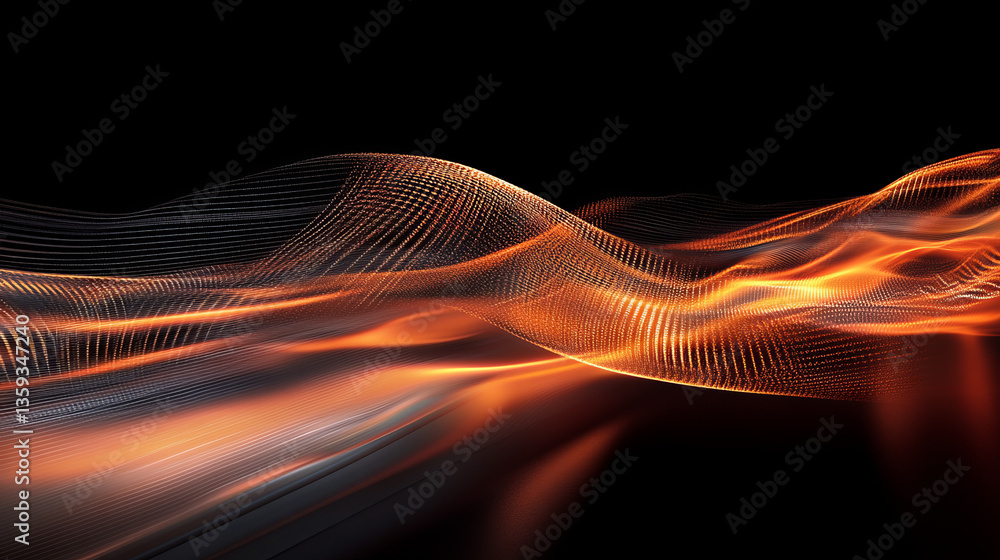 Poster information in digital coded streams. 3d illustration of interlaced beams of data code. cyber field 